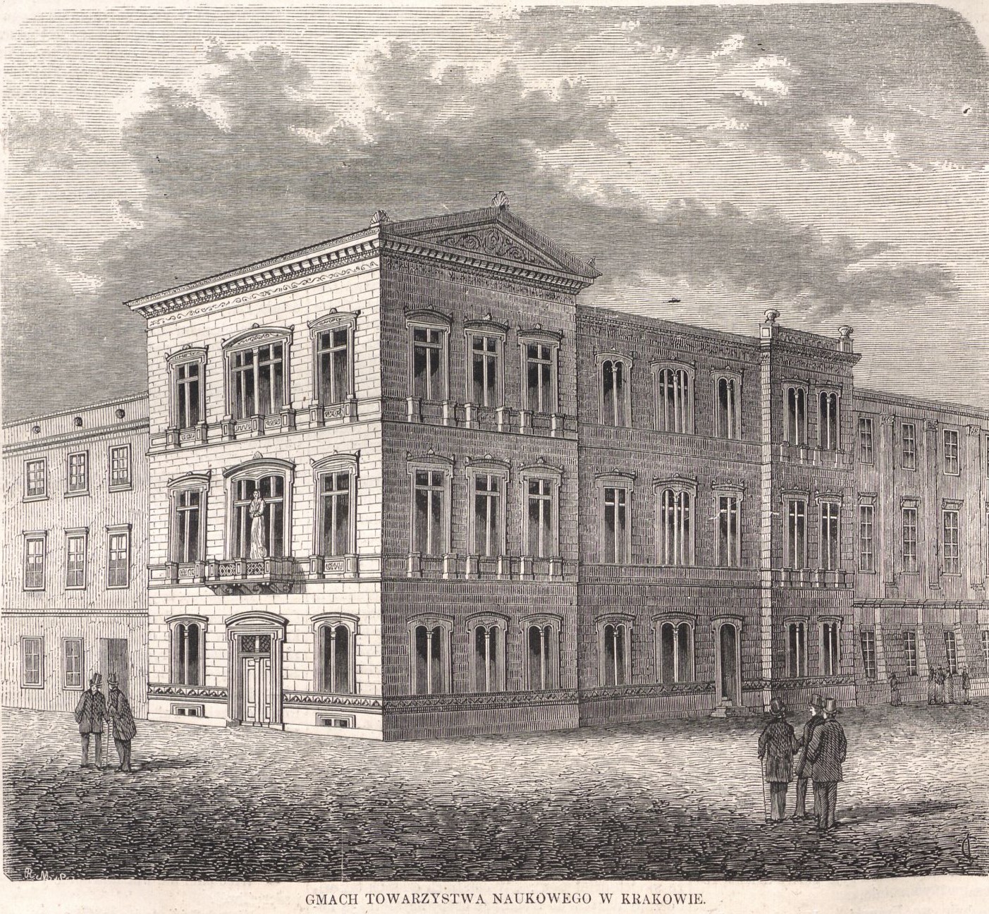 Rycina przedstawiająca budynek.